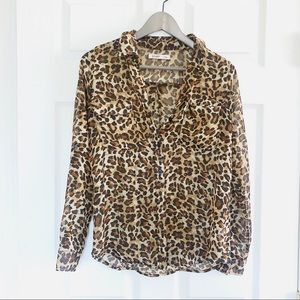 Leopard Cheetah Print Sheer Blouse